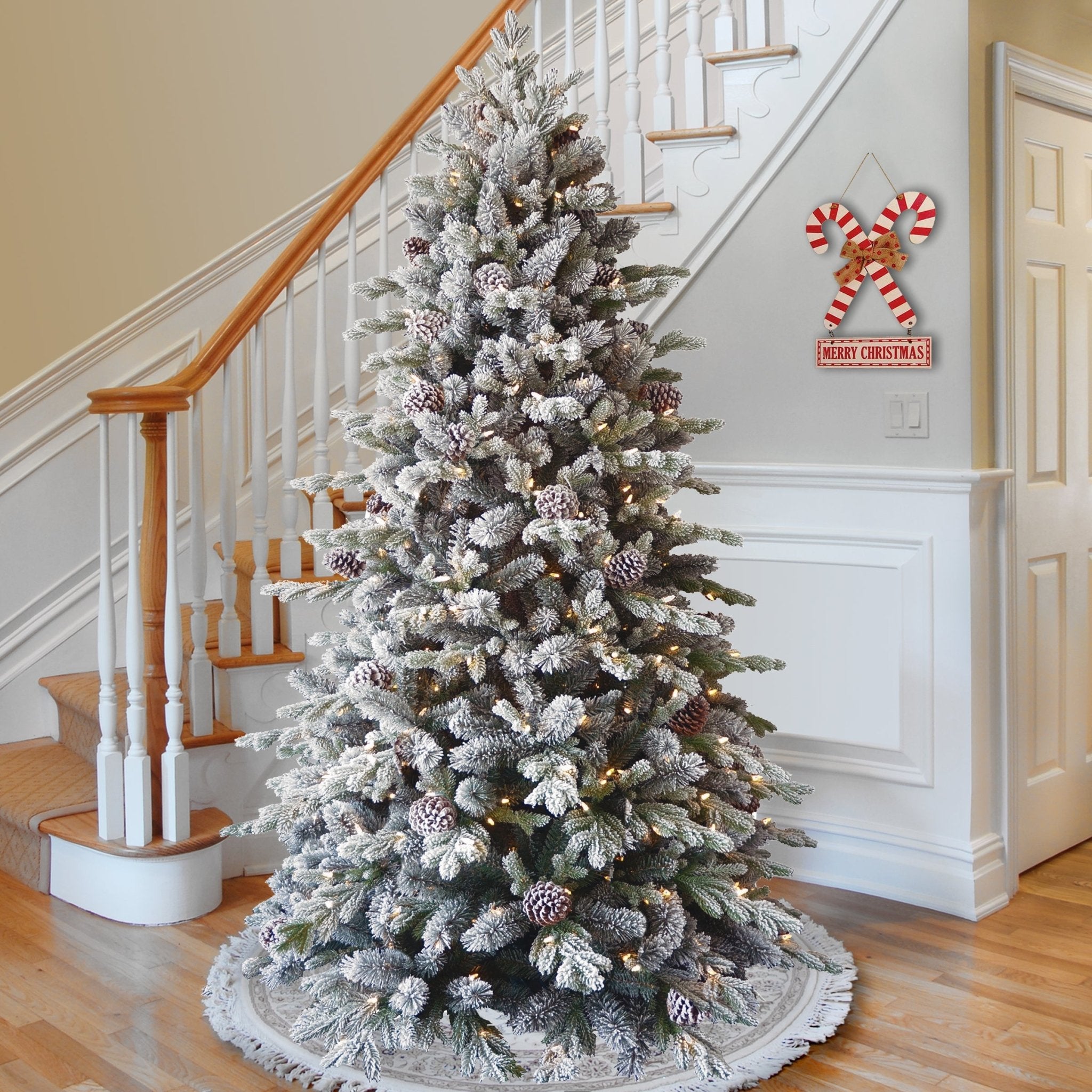 12ft Snowy Dorchester Christmas Tree with Twinkle Lights - Pure Apotheca