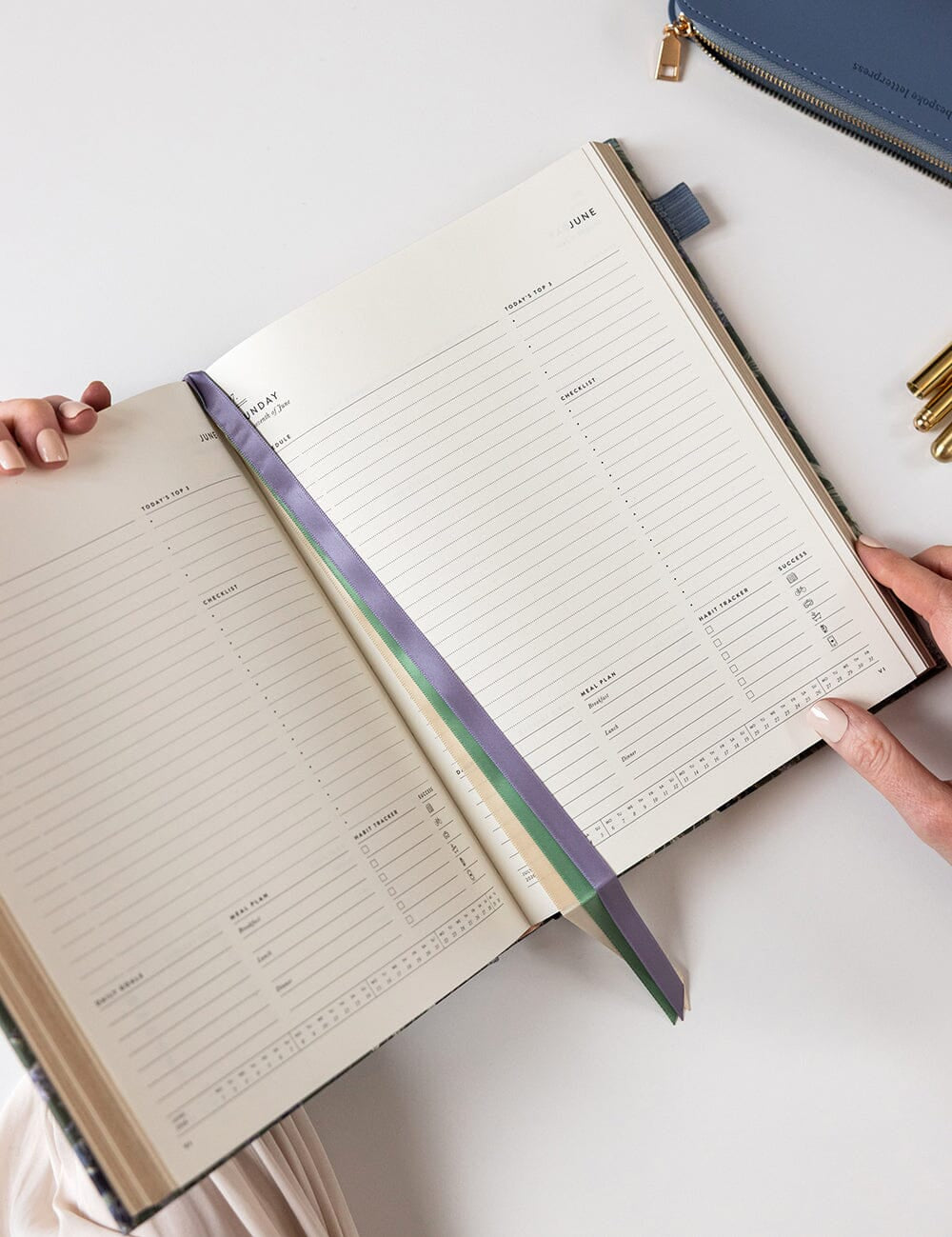 2026 Day to a Page Large Linen Bound Planner - Indigo Haven - Pure Apotheca