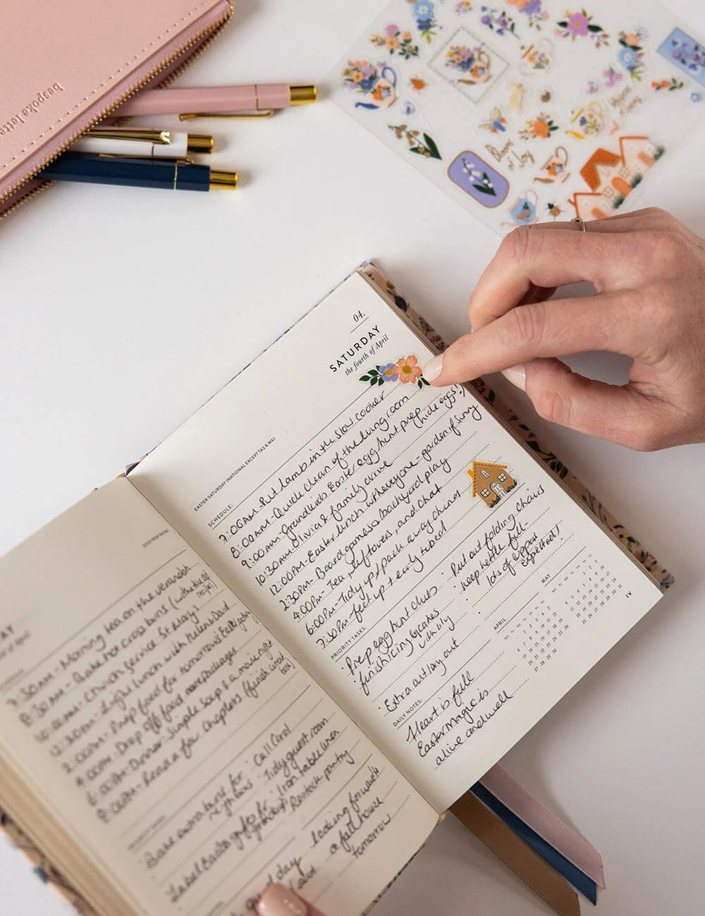 2026 Day to a Page Linen Bound Planner - Bluebuds - Pure Apotheca