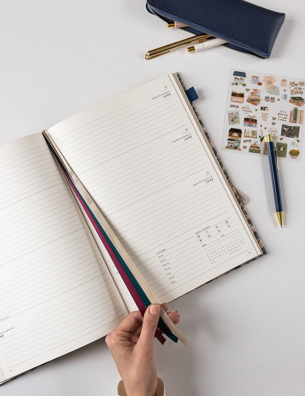 2026 Desktop A4 Linen Bound Planner - Botanical Grove - Pure Apotheca