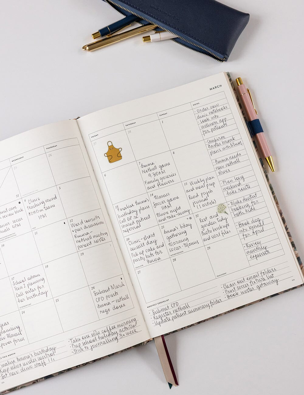 2026 Desktop A4 Linen Bound Planner - Botanical Grove - Pure Apotheca
