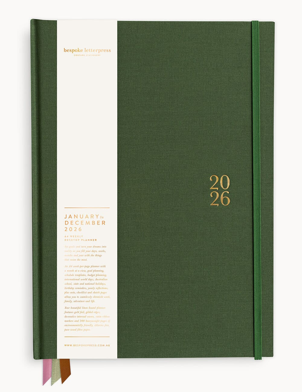 2026 Desktop A4 Linen Bound Planner - Finch - Pure Apotheca