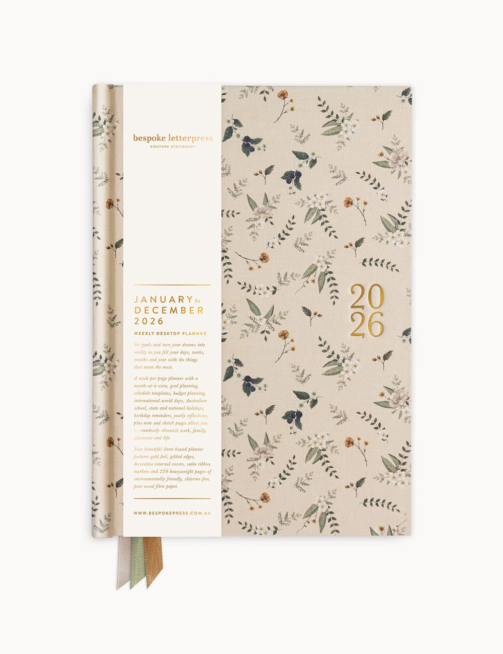 2026 Desktop Linen Bound Planner - Button Fern - Pure Apotheca