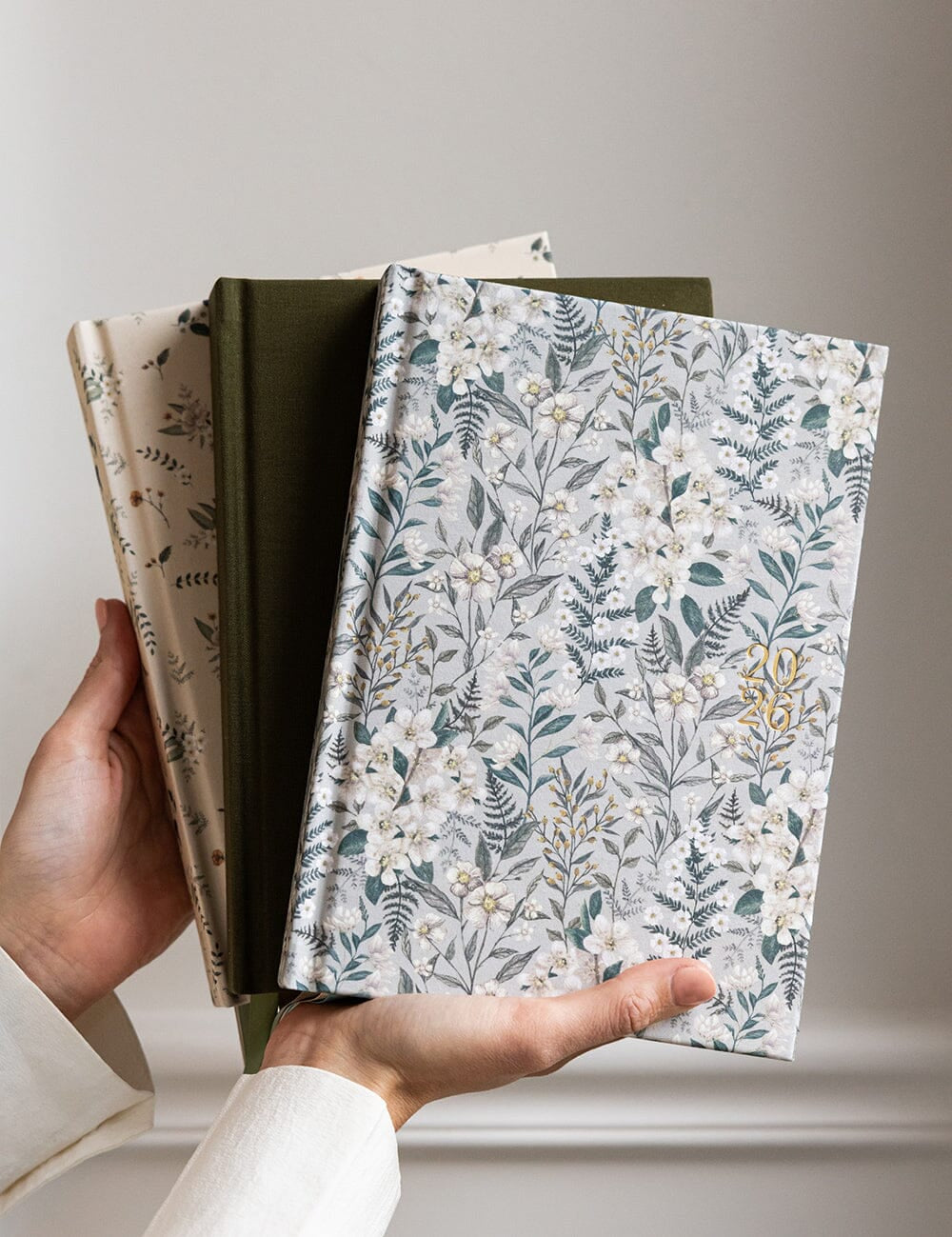 2026 Desktop Linen Bound Planner - Ivory Garden - Pure Apotheca