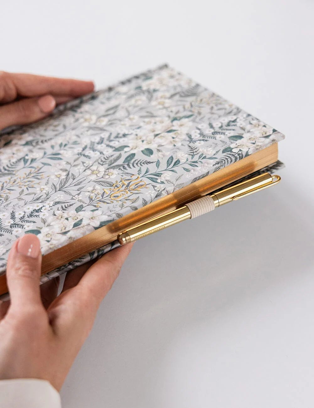 2026 Desktop Linen Bound Planner - Ivory Garden - Pure Apotheca