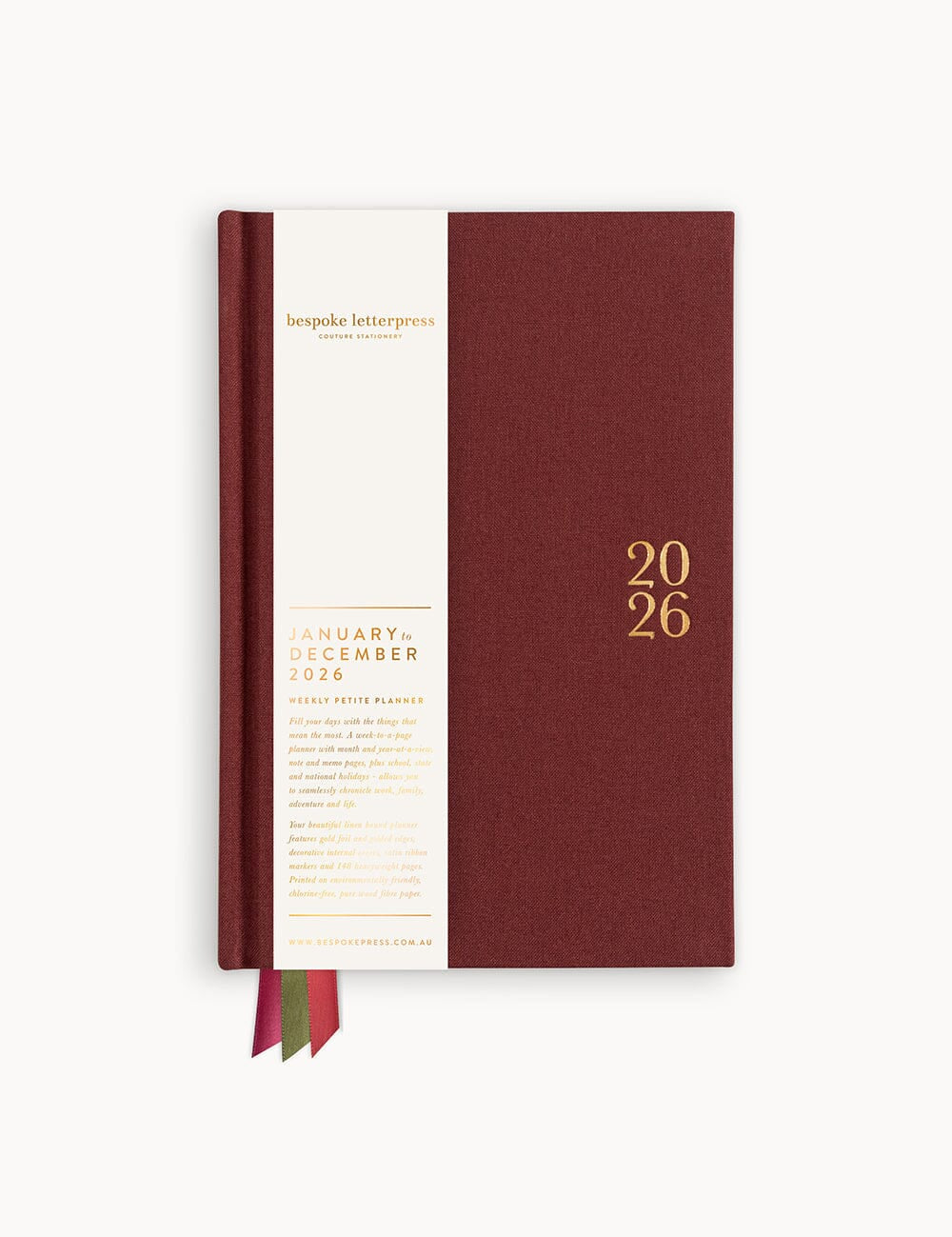 2026 Petite Linen Bound Planner - Mulberry - Pure Apotheca