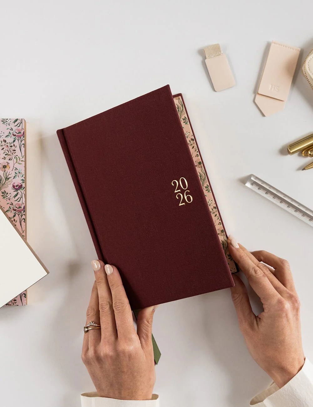 2026 Petite Linen Bound Planner - Mulberry - Pure Apotheca