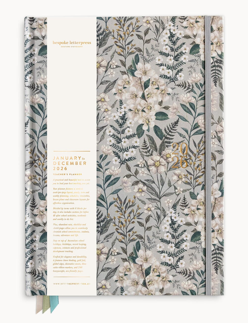2026 Teachers A4 Planner - Ivory Garden - Pure Apotheca