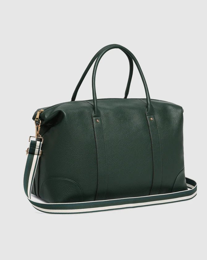 Alexis Stripe Weekender Travel Bag Forest Green Stripe - Pure Apotheca