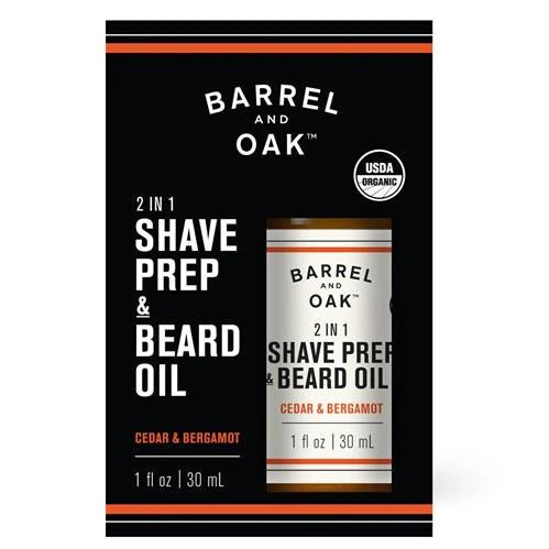 Barrel & Oak 2 in 1 Shave Prep & Beard Oil Cedar & Bergamot 30ml - Pure Apotheca