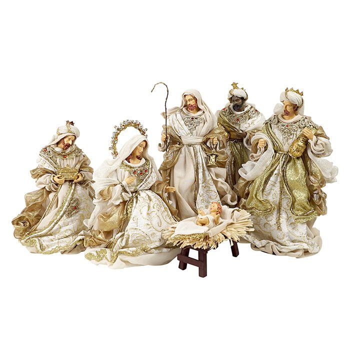 Beige Gold Nativity Fabric Mache (Set of 6) - 36cm - Pure Apotheca