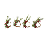 Berry & Pine Leaf Napkin Ring Set/4 - Pure Apotheca