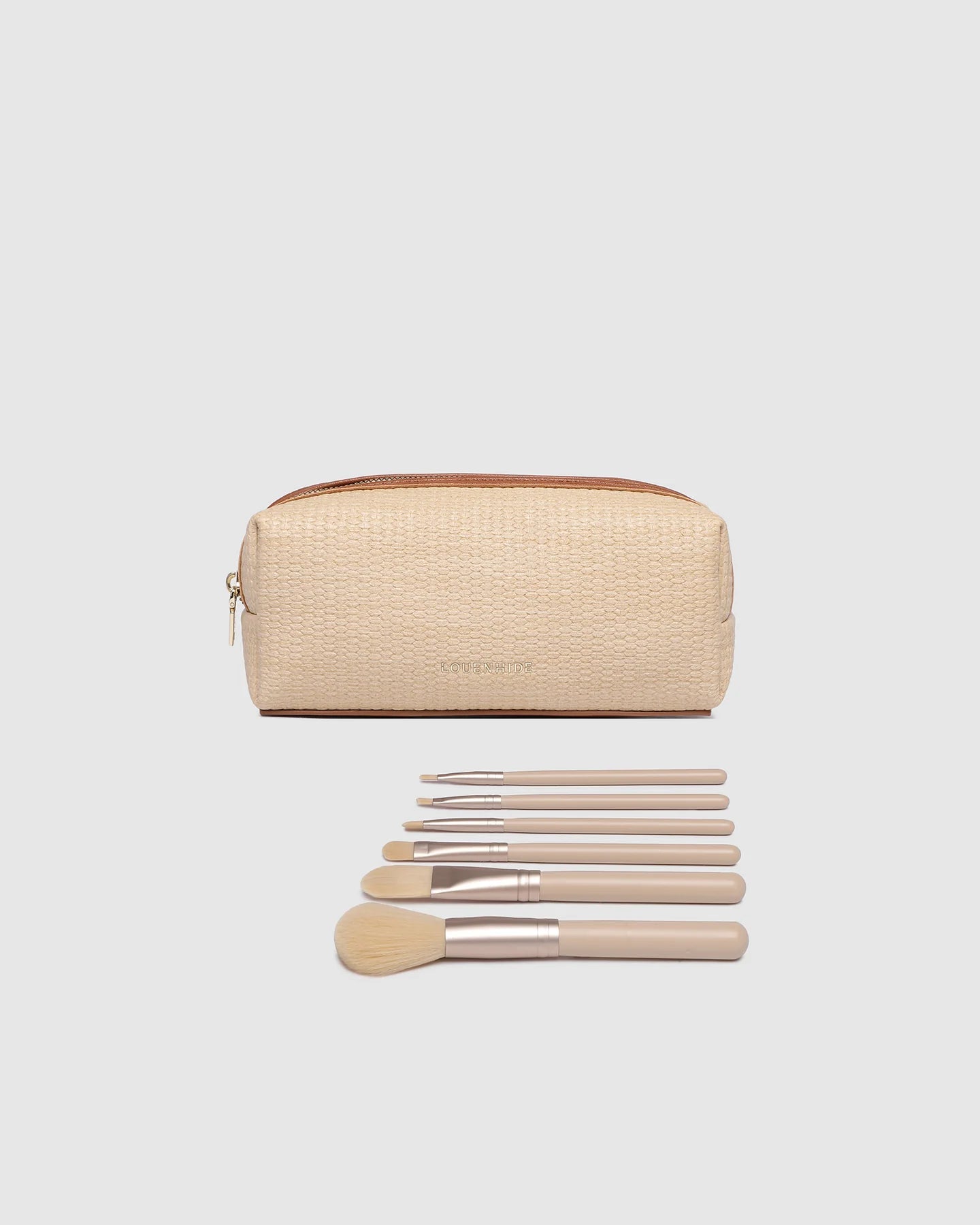 Brianna Makeup Bag with Brushes Natural/Tan - Pure Apotheca