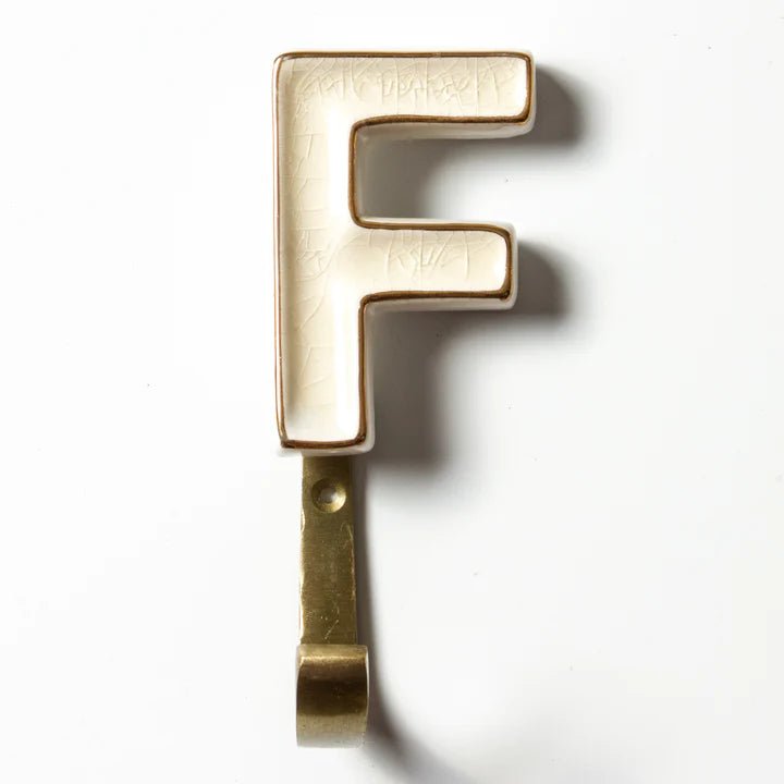 Ceramic Alphabet Hook - F - Pure Apotheca