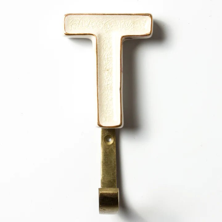 Ceramic Alphabet Hook - T - Pure Apotheca
