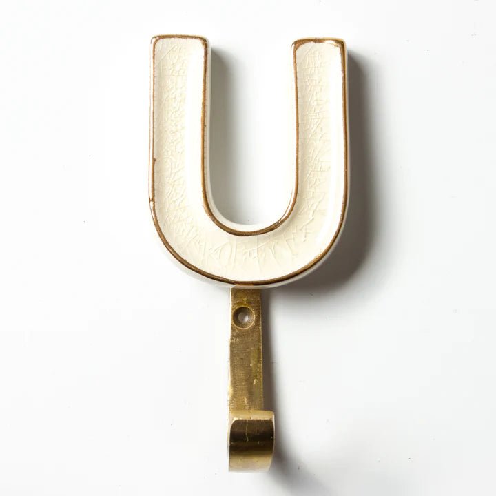 Ceramic Alphabet Hook - U - Pure Apotheca