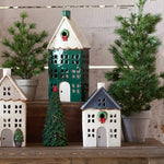 Chistmas Tea Light House Blue with Wreath Small - Pure Apotheca