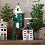 Chistmas Tea Light House Blue with Wreath Small - Pure Apotheca