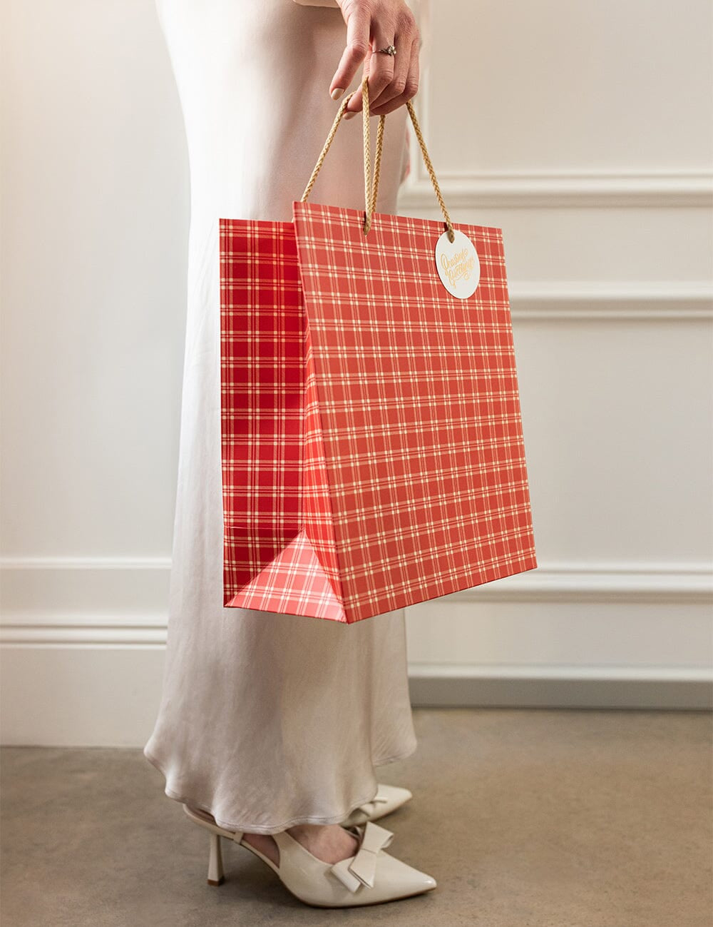Christmas Red Check Large Gift Bag - Pure Apotheca