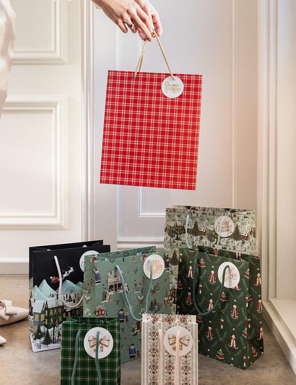 Christmas Red Check Large Gift Bag - Pure Apotheca