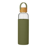 Costa Glass/Silicone Drink Bottle 600ml Olive - Pure Apotheca