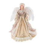 CREAM FABRIC ANGEL TREE TOPPER WITH WHITE WINGS - Pure Apotheca