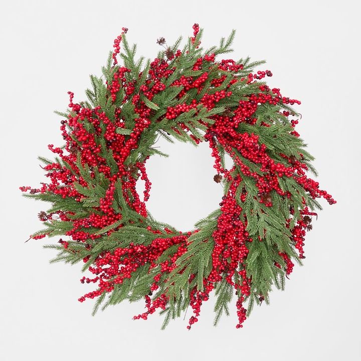 Cypress and Red Berry Wreath 65cm - Pure Apotheca