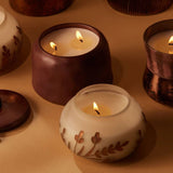 Cypress & Fir Frosted White Glass Metallic Etched Candle - Pure Apotheca