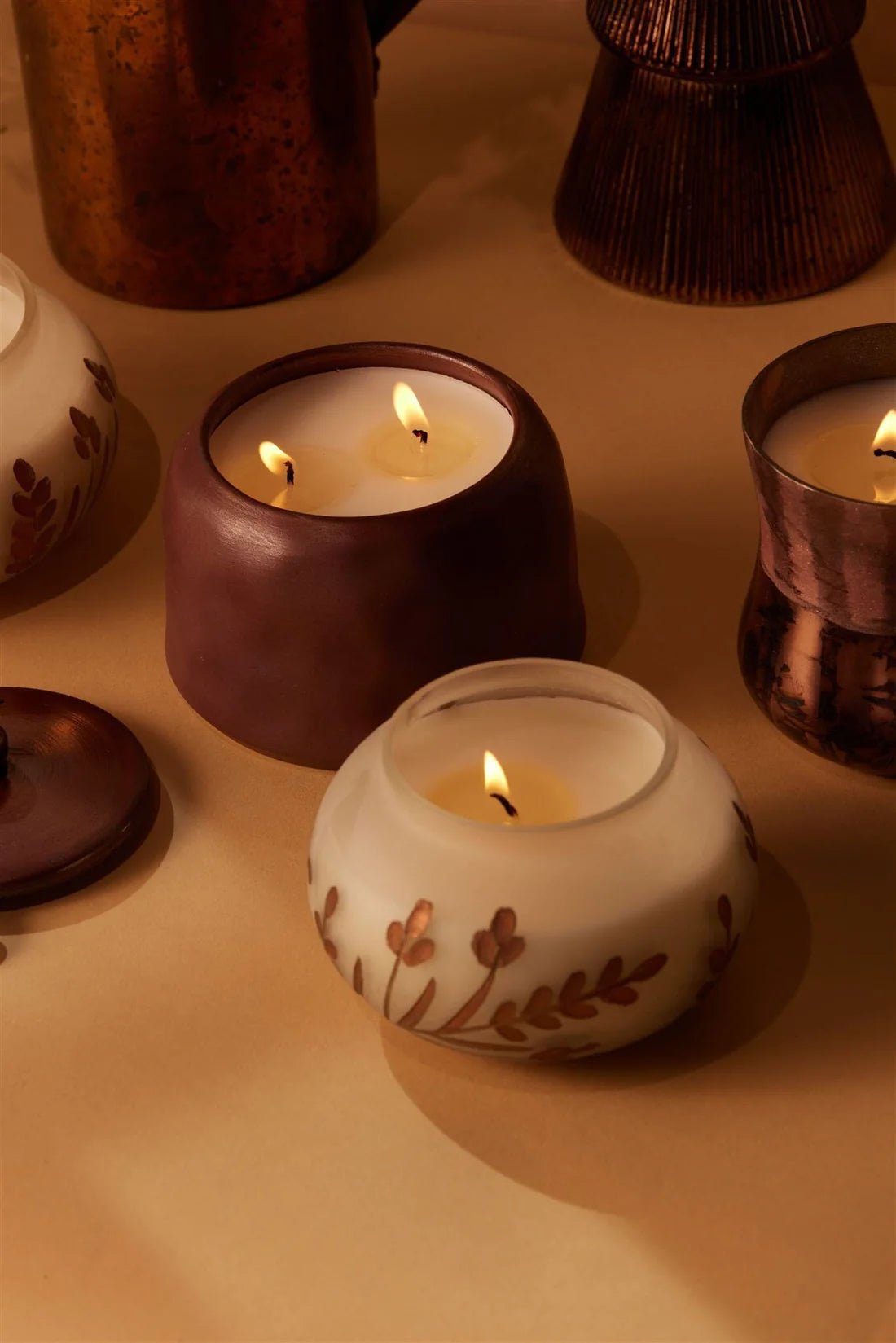 Cypress & Fir Frosted White Glass Metallic Etched Candle - Pure Apotheca