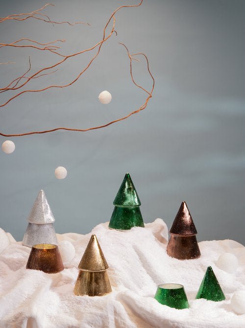 Cypress & Fir Gold Stacked Tree Candle 198g - Pure Apotheca