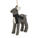 Dasher Felt Deer Tree Ornament Grey with Blue Scarf - Pure Apotheca
