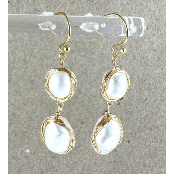Deidre Double Pearl Drop Earrings - Pure Apotheca