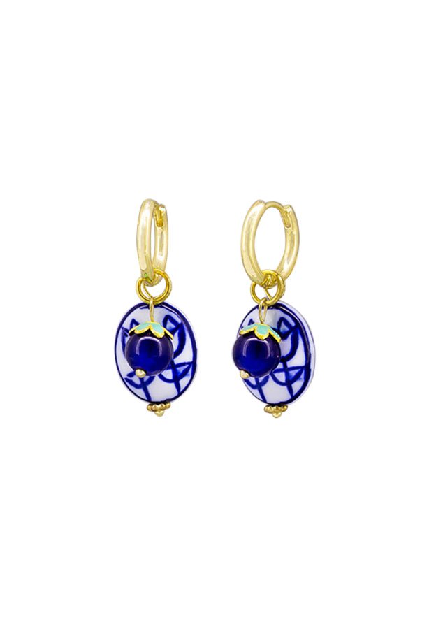Delphi Navy Ceramic Tulip Huggie Earrings - Pure Apotheca