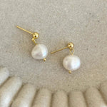 Eva Pearl Drop on Gold Stud - Pure Apotheca