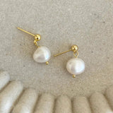 Eva Pearl Drop on Gold Stud - Pure Apotheca
