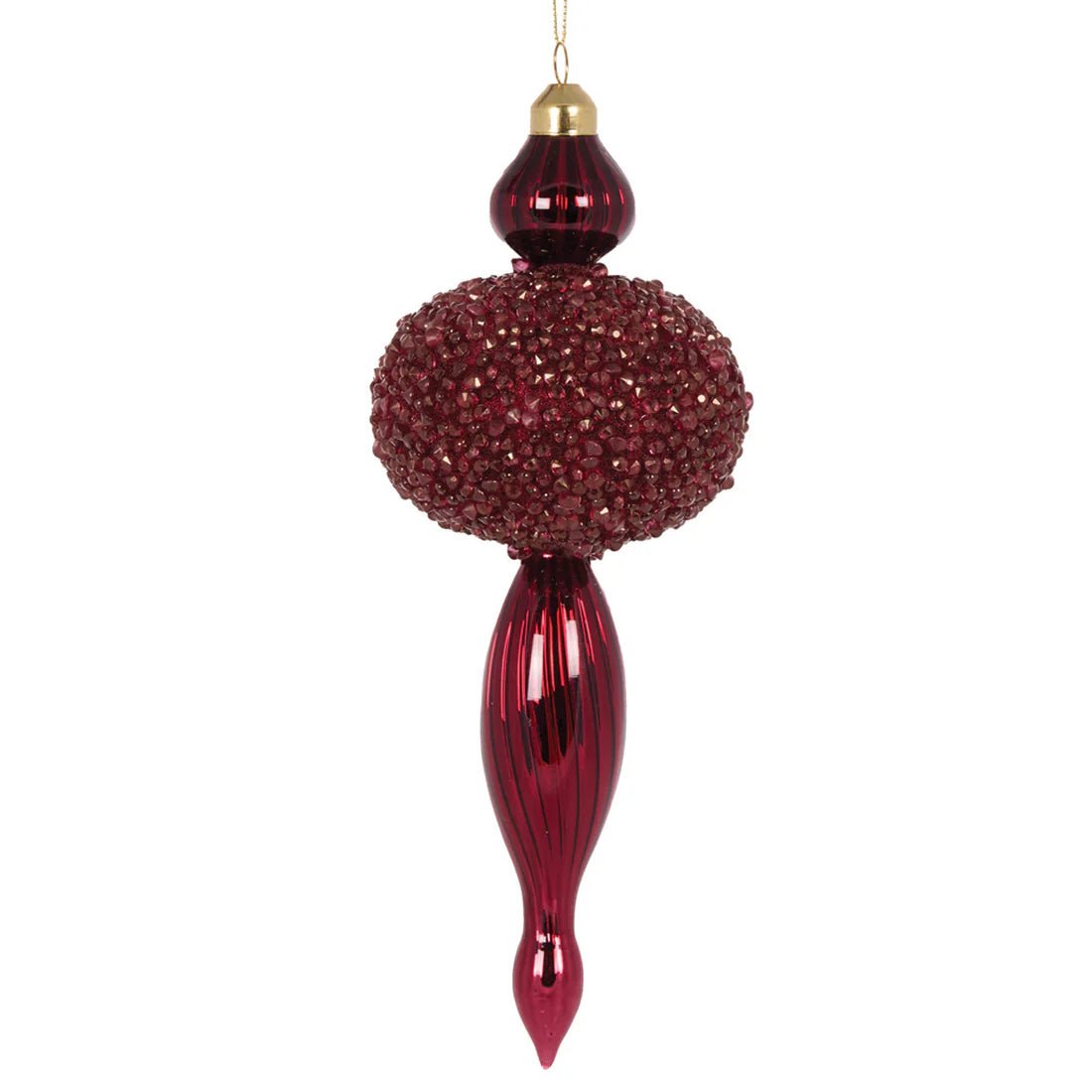 EXQUISITE ROUND BEADED BURGUNDY FINIAL - Pure Apotheca
