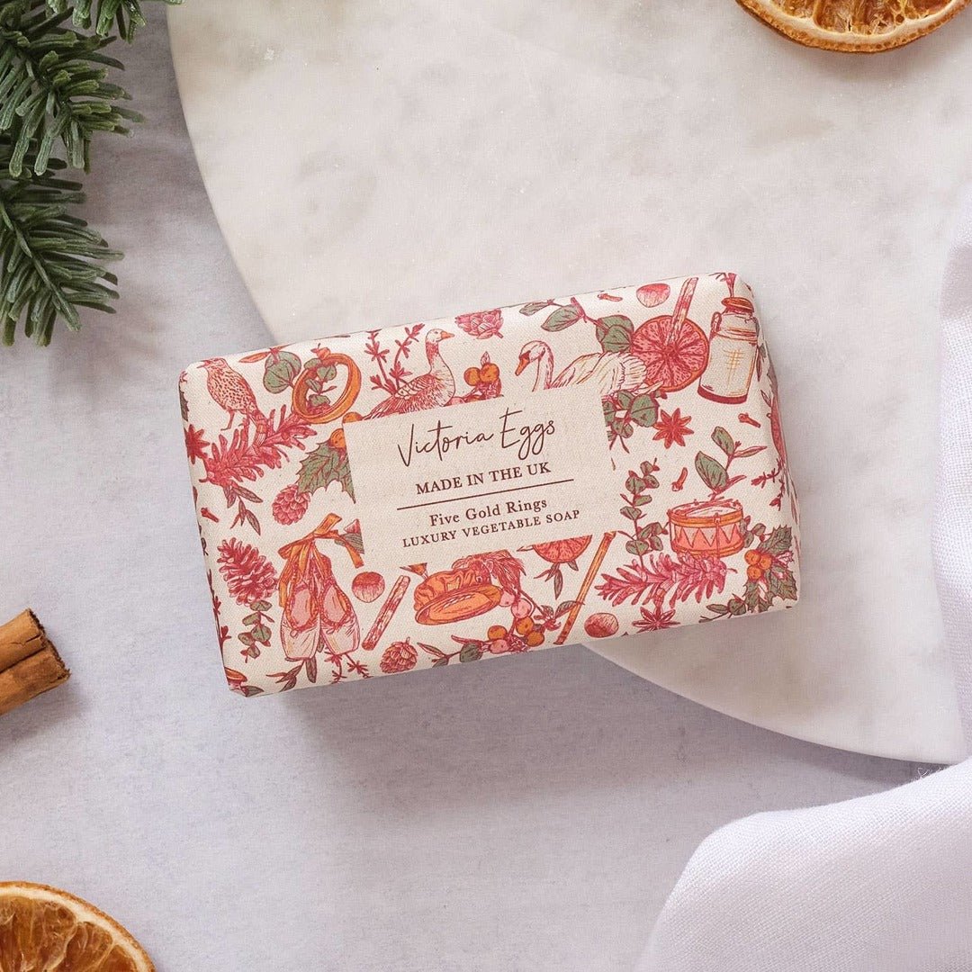 Five Gold Rings Luxury Christmas Soap - Cinnamon & Orange - Pure Apotheca