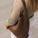 Gabby Woven Shoulder Bag Chocolate - Pure Apotheca