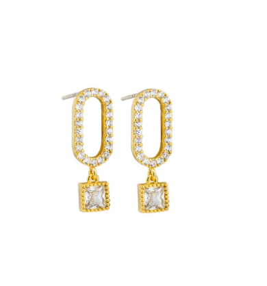 Gold Crystal Oval Drop Earring - Pure Apotheca