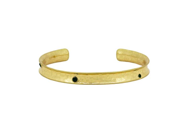 Gold Emerald Scattered Crystal Cuff - Pure Apotheca