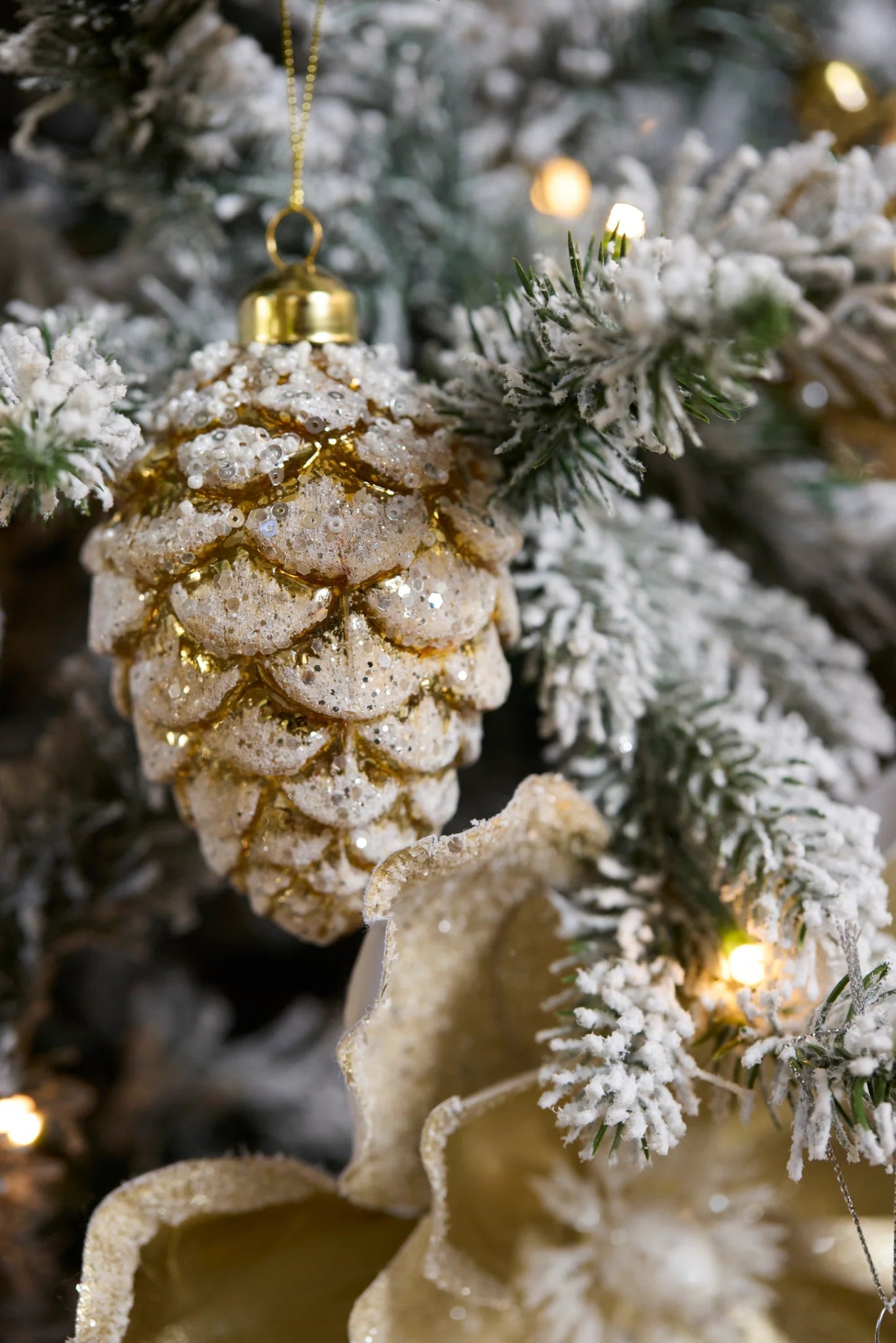 GOLD FROSTED PINECONE BAUBLE - Pure Apotheca