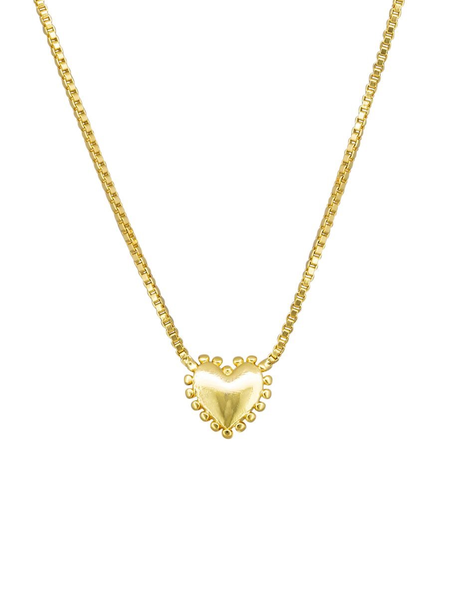 Gold Large Ball Edged Heart Necklace - Pure Apotheca