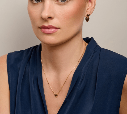 Gold Large Ball Edged Heart Necklace - Pure Apotheca