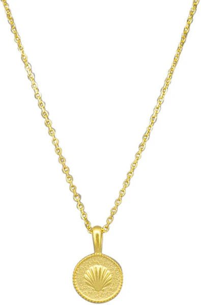Gold Scallop Disc Pendant Necklace - Pure Apotheca