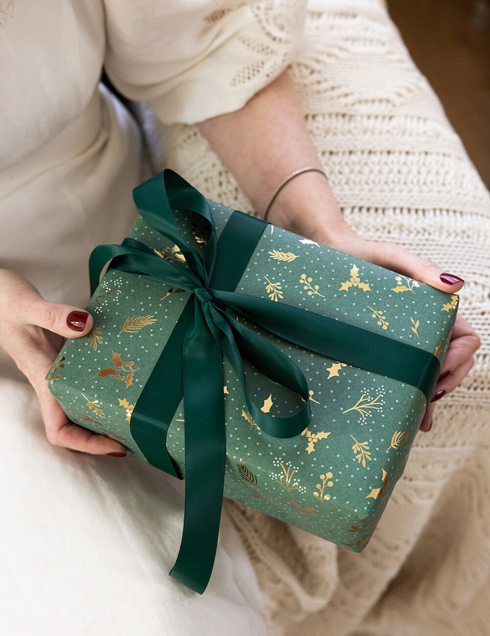 Golden Holly (Gold Foil) Gift Wrap Roll 3m - Pure Apotheca