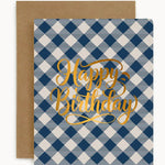 Happy Birthday Navy Check Card - Pure Apotheca