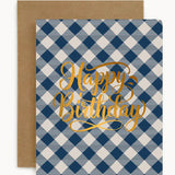 Happy Birthday Navy Check Card - Pure Apotheca