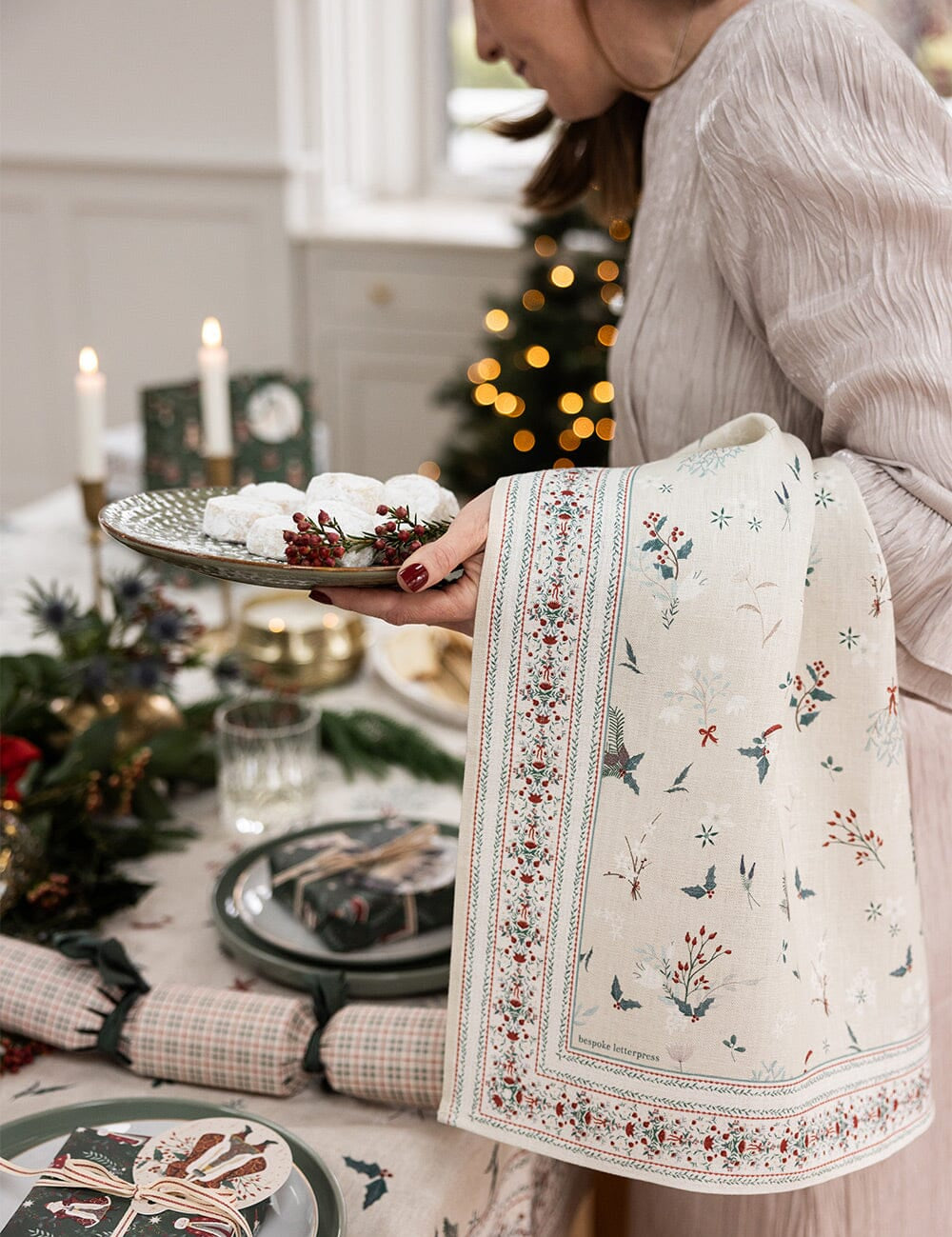 Heirloom Christmas Holly Tea Towel - Pure Apotheca