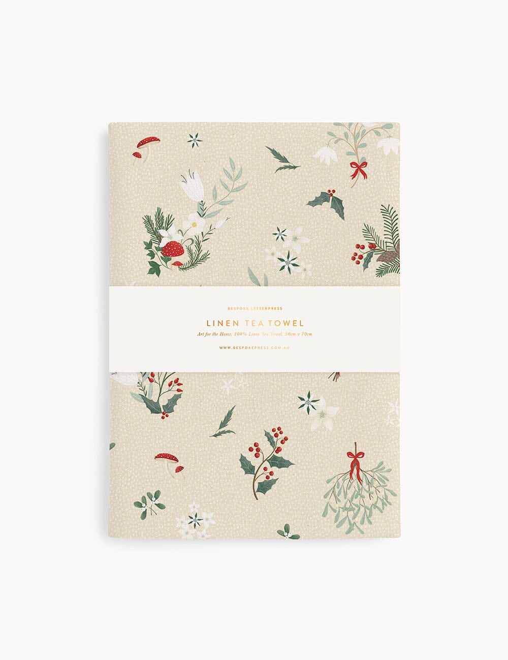 Heirloom Christmas Holly Tea Towel - Pure Apotheca