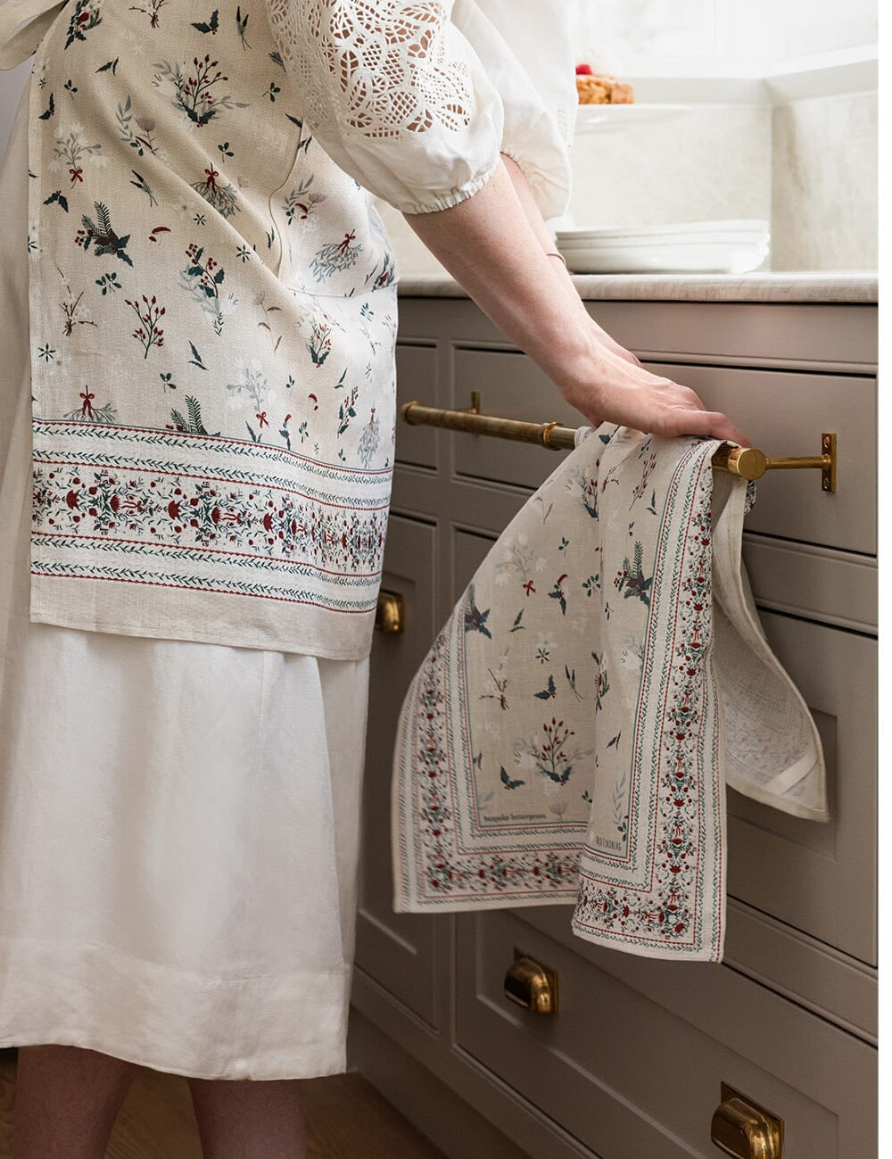 Heirloom Christmas Holly Tea Towel - Pure Apotheca